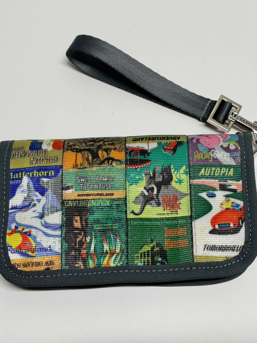 Harveys Black Multicolor Patchwork Disneyland Wristlet